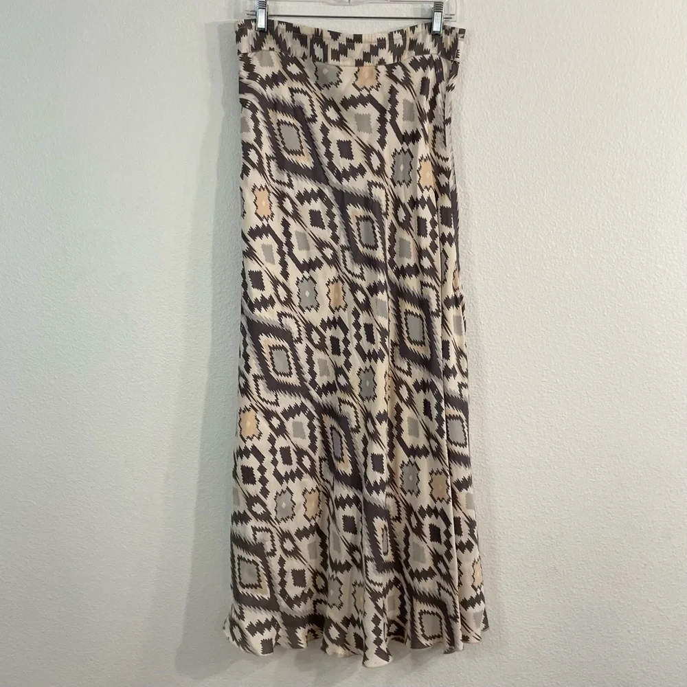 Soft Surroundings Geometric Aztec Print Maxi Skirt Lined Size Small.